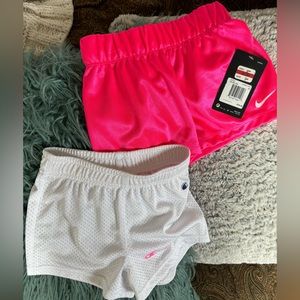 2 NWT toddler girl running sports shorts pink white